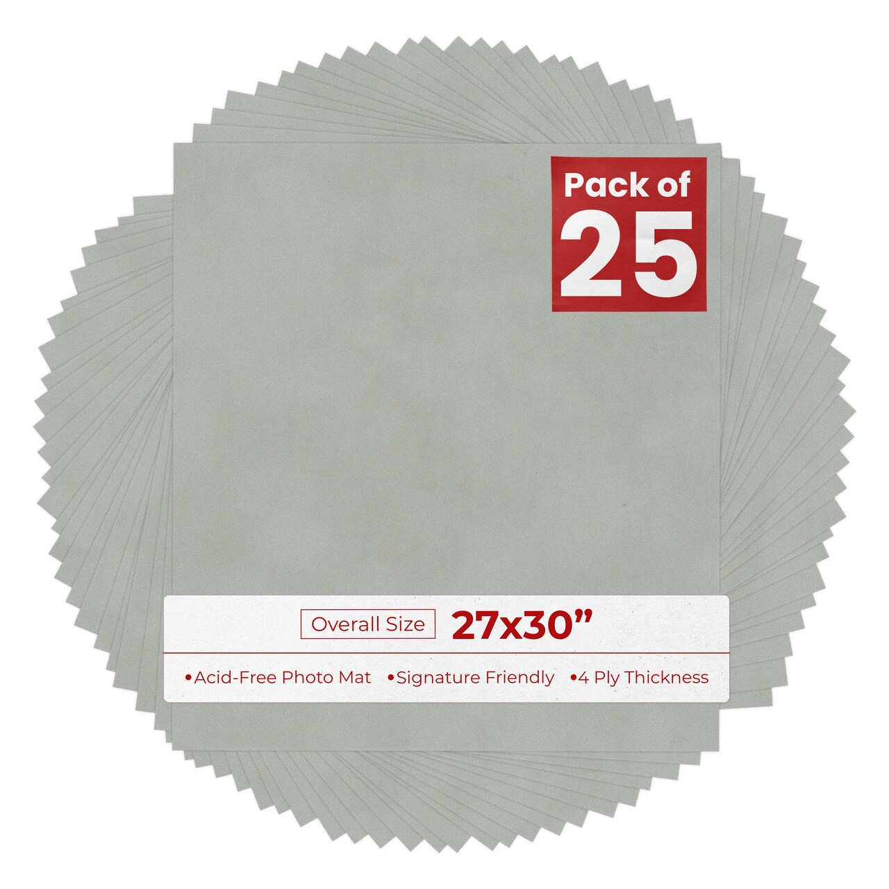 Light Grey Suede 27x30 Uncut Mat Board - Blank Sheets, No Opening